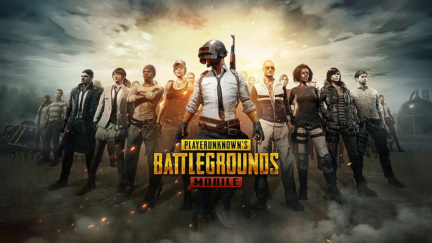 PUBG Mobile Squad Lineup in Dramatic Battlefield Setting HD wallpaper