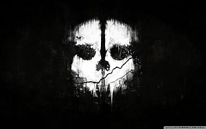 GOST Band Dark Grunge Skull Artwork with Cracked Bone Texture and Black Background HD wallpaper