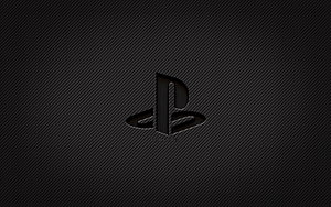 PlayStation Carbon Fiber Logo on Dark Textured Background HD wallpaper