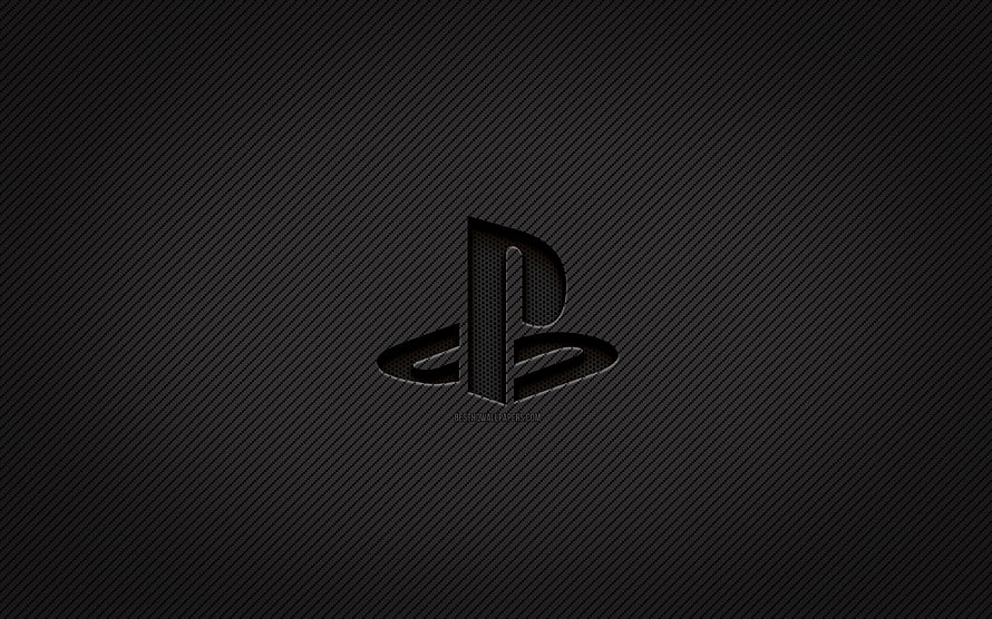 PlayStation Carbon Fiber Logo on Dark Textured Background HD wallpaper