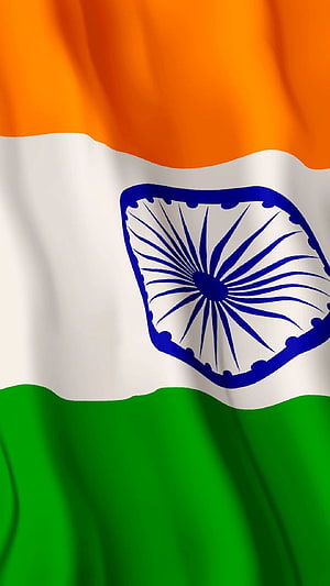 Vibrant Indian National Flag with Ashoka Chakra Waving in Wind HD phone wallpaper