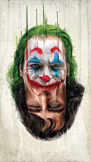 Joaquin Phoenix as The Joker with Dual Face and Green Hair Digital Art HD phone wallpaper