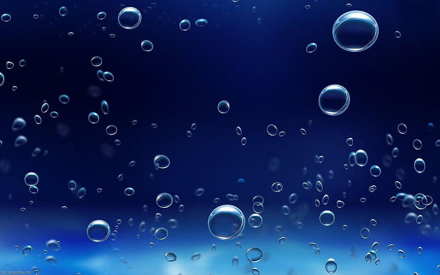 Deep Blue Underwater Bubbles Rising Through Ocean Water HD wallpaper