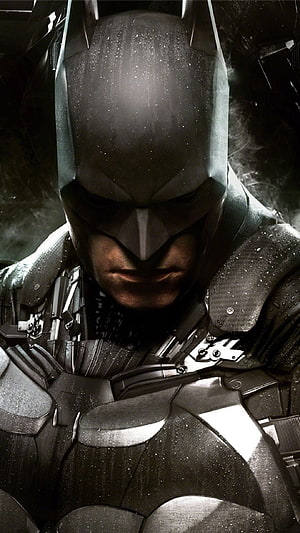 Batman Arkham Knight armored suit close-up with rain droplets and dark cinematic lighting, Joker And Batman Hupages . Batman arkham knight , Batman arkham knight scarecrow, Batman, Batman Dark HD phone wallpaper
