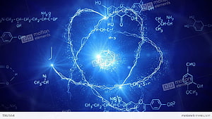 Glowing Organic Chemistry Molecule Structure with Chemical Formulas on Deep Blue Background HD wallpaper