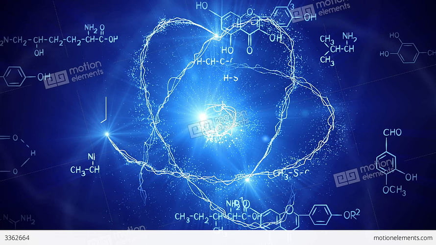 Glowing Organic Chemistry Molecule Structure with Chemical Formulas on Deep Blue Background HD wallpaper