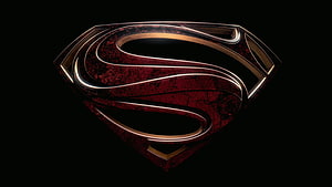 Superman Man of Steel Emblem with Dark Metallic Texture on Black Background HD wallpaper