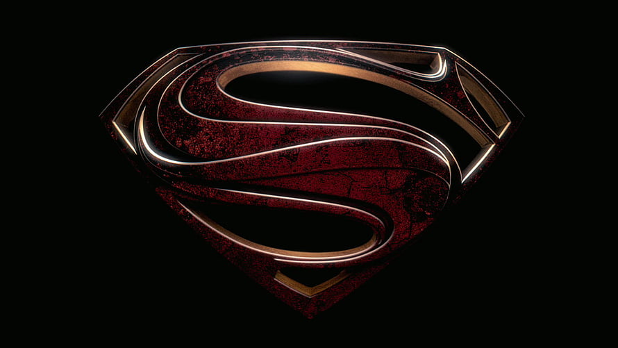 Superman Man of Steel Emblem with Dark Metallic Texture on Black Background HD wallpaper