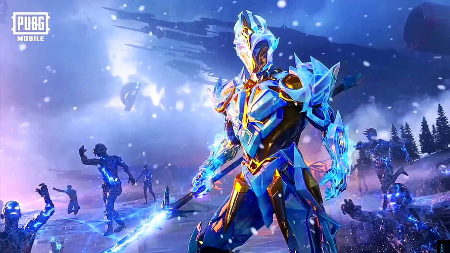 PUBG Mobile Glacier X Suite Character in Icy Winter Battlefield HD wallpaper