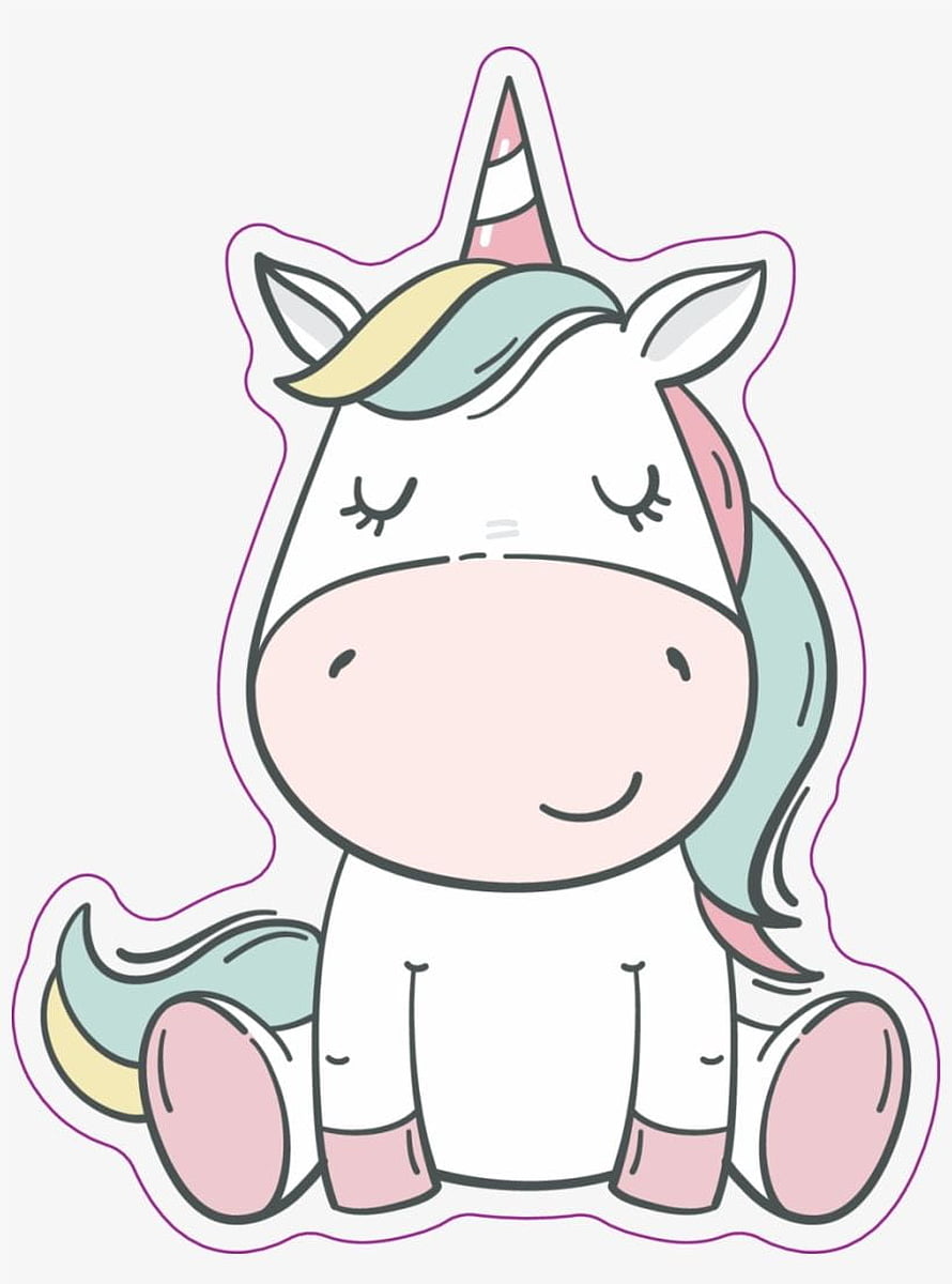 Cute Kawaii Baby Unicorn Clipart with Pastel Rainbow Mane and Horn HD phone wallpaper
