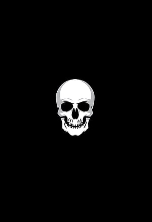 Minimalist White Skull Illustration on Black Background HD phone wallpaper