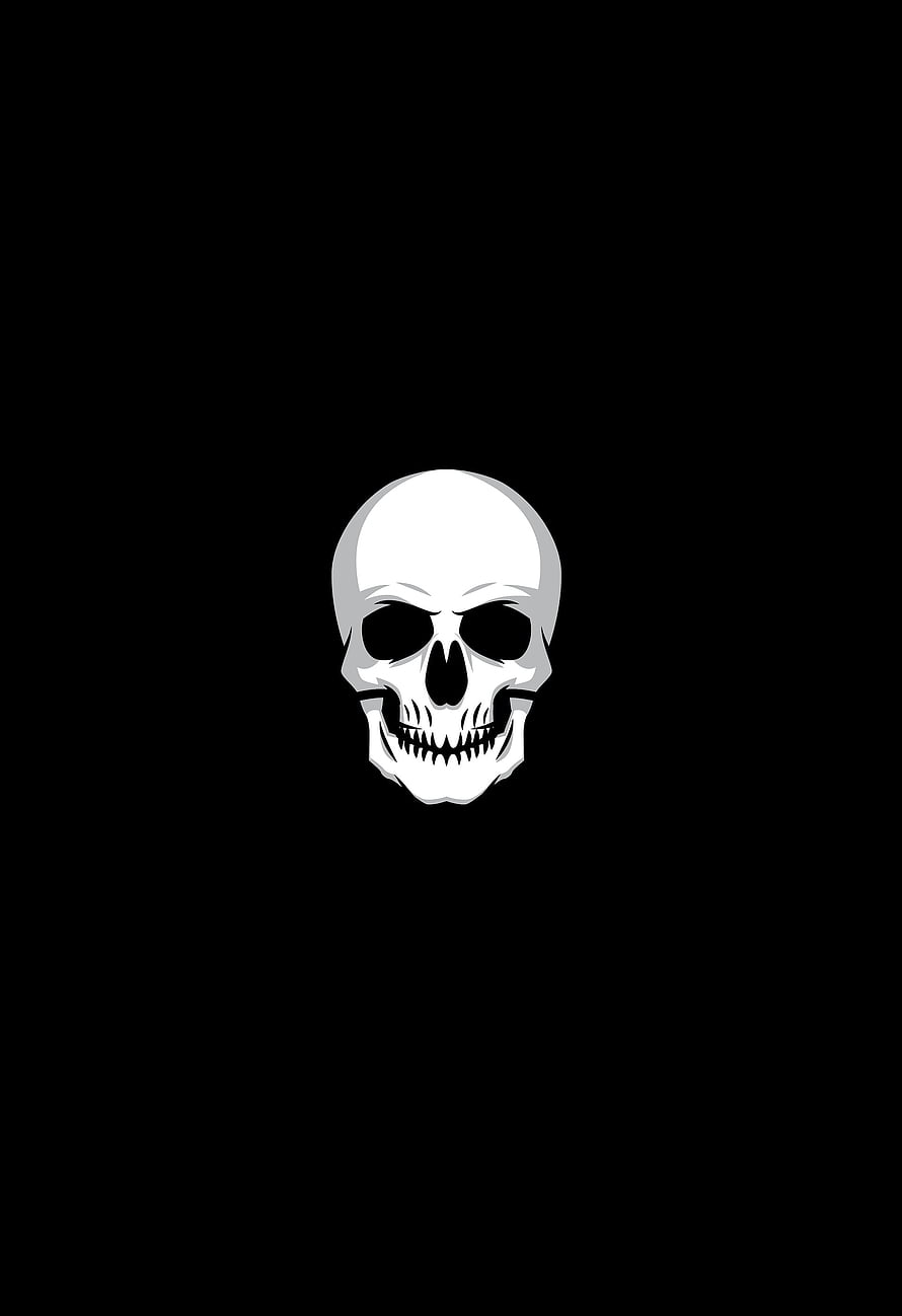 Minimalist White Skull Illustration on Black Background HD phone wallpaper