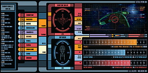 Star Trek LCARS Tactical System Interface with Ship Shields and Torpedo Readouts HD wallpaper