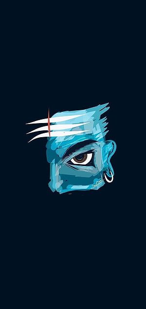 Lord Shiva Minimalist Digital Art Portrait with Blue Tones and White Hair HD phone wallpaper