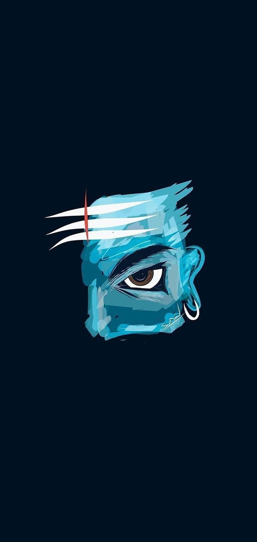 Lord Shiva Minimalist Digital Art Portrait with Blue Tones and White Hair HD phone wallpaper