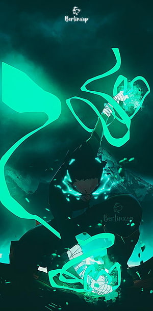 Rock Lee from Naruto unleashing a glowing green energy kick in a dark battle scene HD phone wallpaper