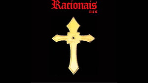 Racionais MC's Gold Cross Emblem on Black Background HD wallpaper