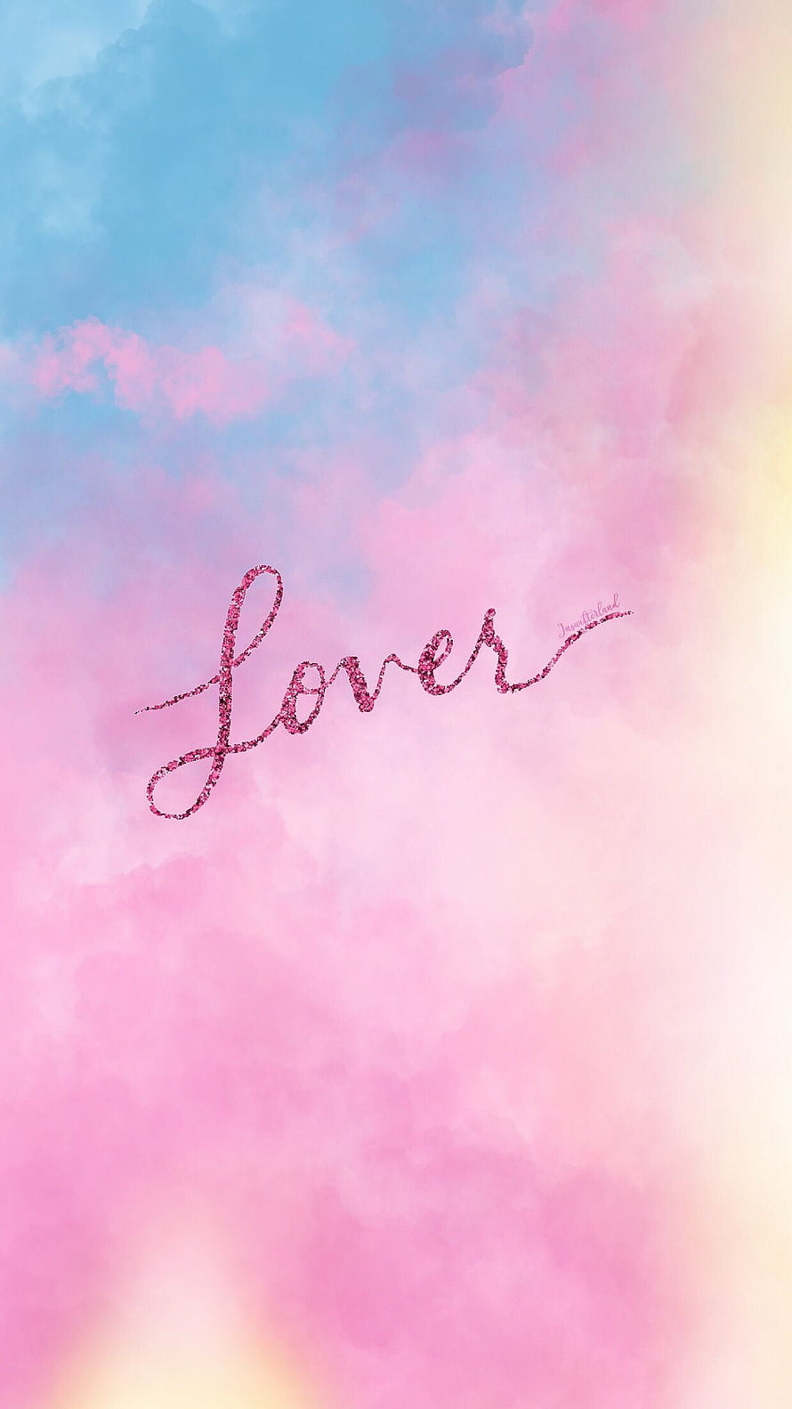 Taylor Swift Lover Album Artwork with Glitter Script on Pastel Clouds HD phone wallpaper
