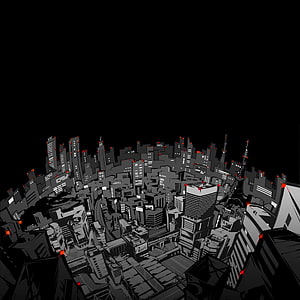 Persona 5 Night Cityscape with Red Accents and Dark Sky HD phone wallpaper