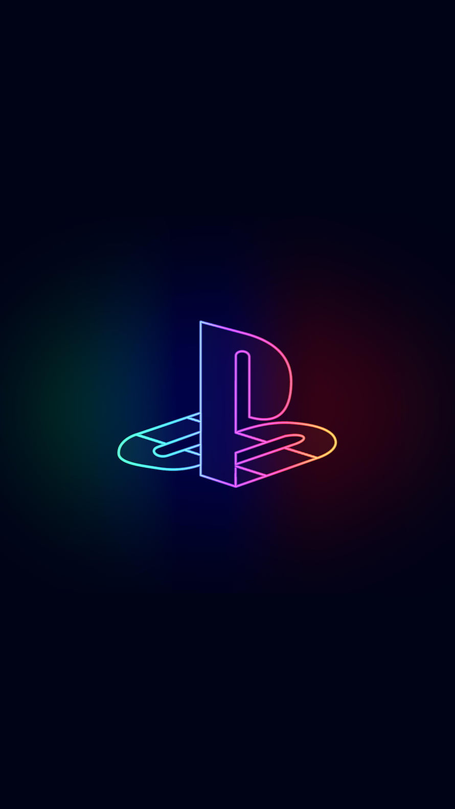 PlayStation Neon Logo on Dark Background with Vibrant Gradient Glow HD phone wallpaper