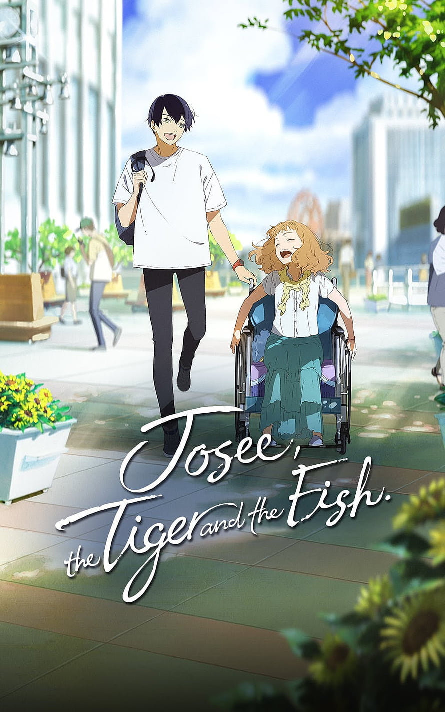 Josee, the Tiger and the Fish Anime Poster Featuring Two Characters in a Sunny Urban Plaza HD phone wallpaper