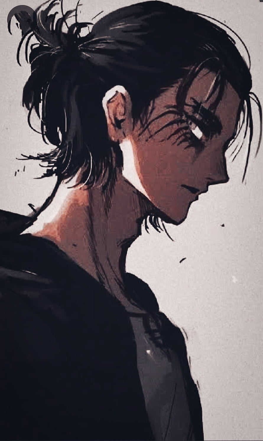 Eren Yeager Profile Portrait in Dark Ink Style from Attack on Titan HD phone wallpaper