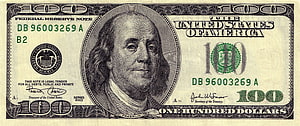 Benjamin Franklin Portrait on United States One Hundred Dollar Bill HD wallpaper