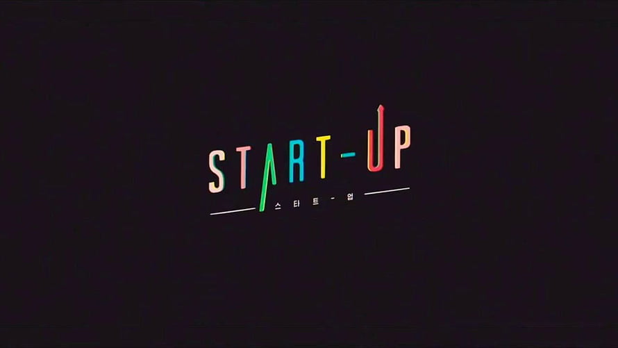 Start-Up K-Drama Title Card with Colorful Typography on Black Background HD wallpaper