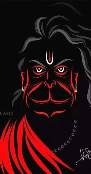 Lord Hanuman Minimalist Line Art Portrait in Red and Black, Jai Hanuman. Lord hanuman , Hanuman , Hanuman ji, Hanuman Black HD phone wallpaper