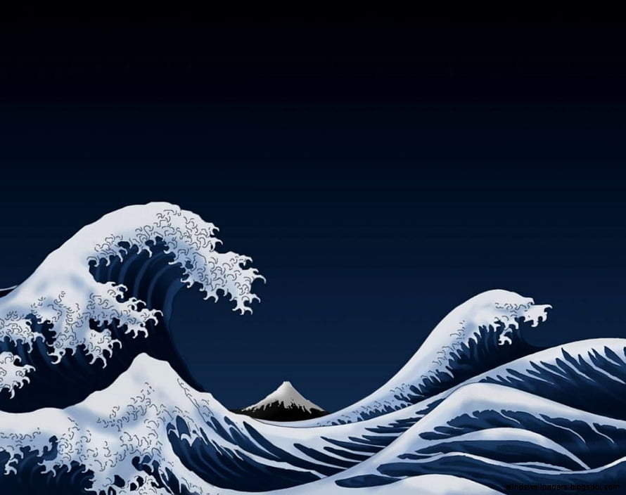The Great Wave off Kanagawa Japanese Ukiyo-e Woodblock Print with Mount Fuji HD wallpaper