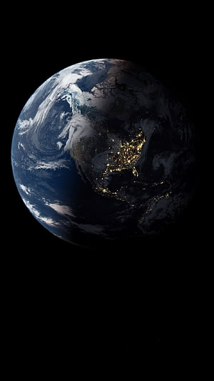 Earth at Night From Space: North American City Lights and Swirling Clouds HD phone wallpaper