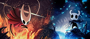 Hollow Knight and Hornet Silksong Character Artwork HD wallpaper