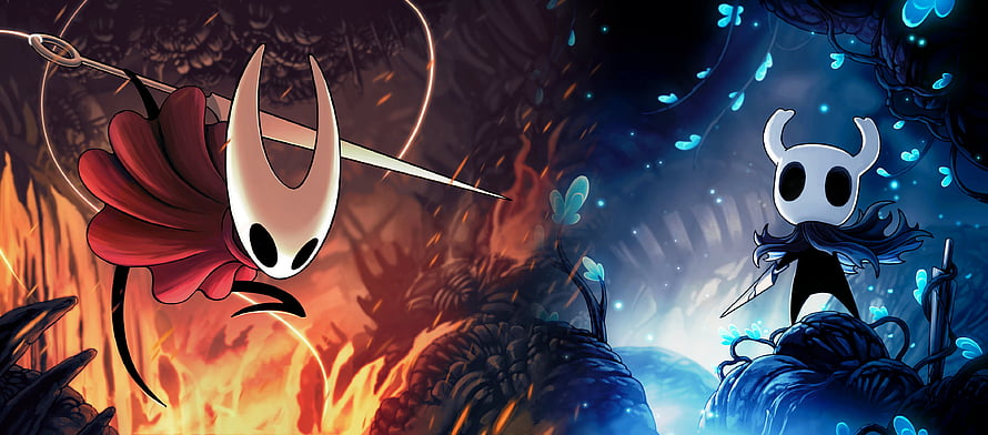 Hollow Knight and Hornet Silksong Character Artwork HD wallpaper