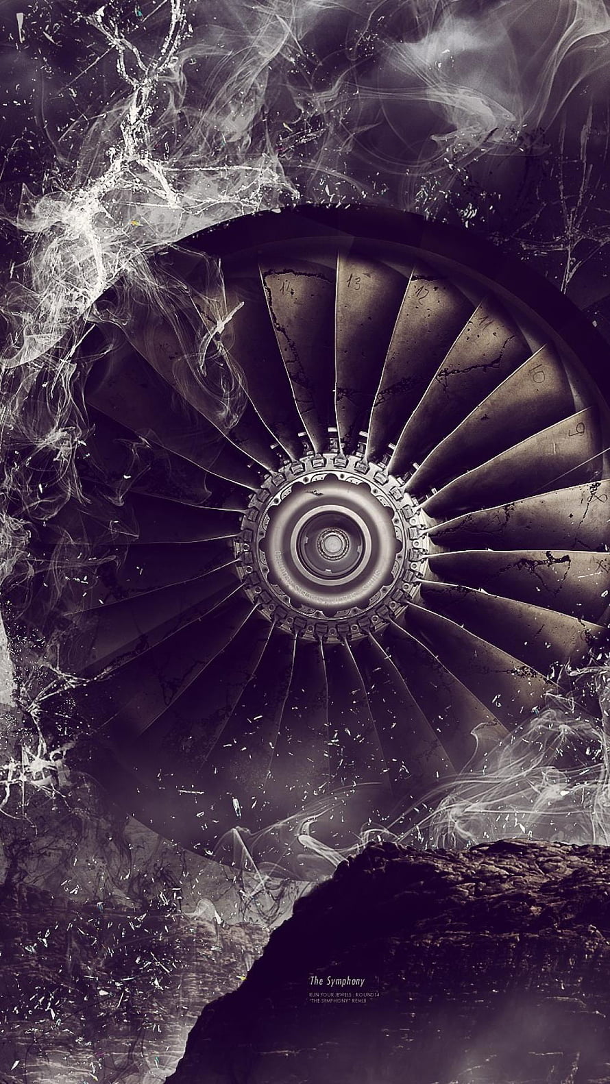 Dark Jet Engine Turbine Fan with Smoke and Grunge Texture HD phone wallpaper