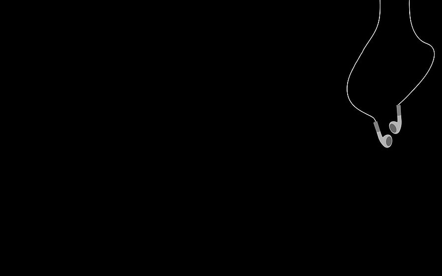 Minimalist White Earphones on Black Background for Music Lovers HD wallpaper
