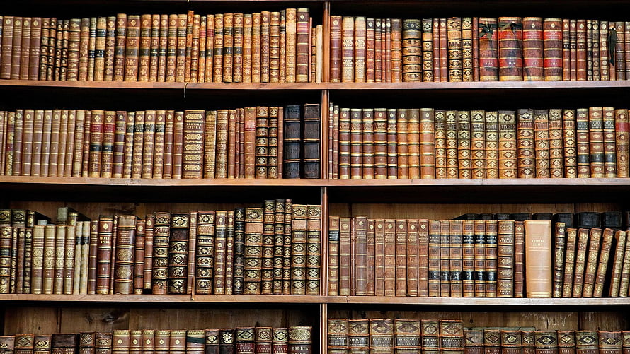 Vintage Leather-Bound Law Books on Wooden Library Shelves HD wallpaper