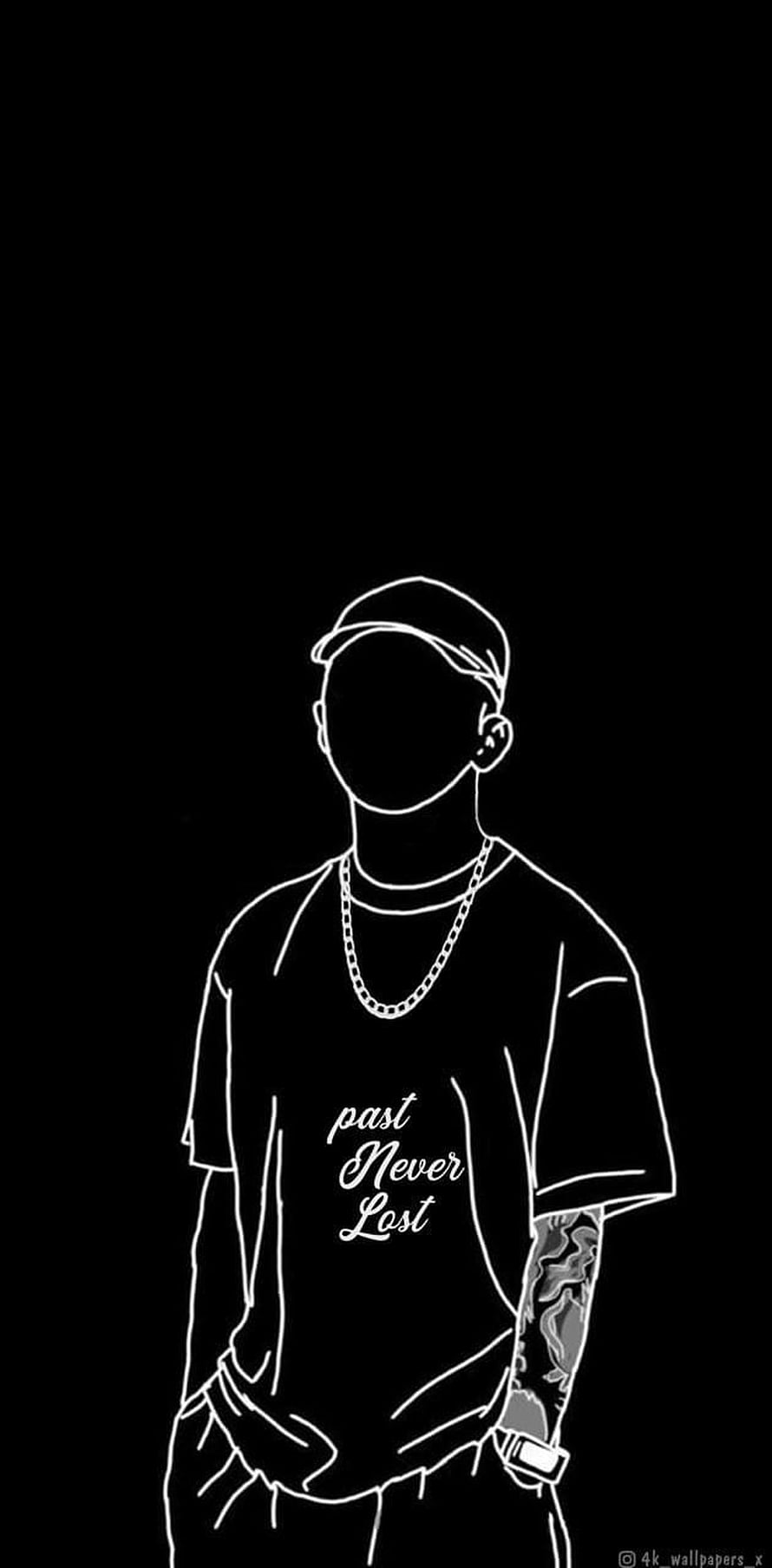 Minimalist Line Art Portrait of a Man Wearing a Cap and Chain Necklace on Black Background, BadBoY by __x - 5b5a now. Browse millions of p. Black dark, Cute black , Black , African Boy HD phone wallpaper
