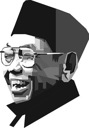 Gus Dur Low Poly Portrait in Black and White Geometric Style HD phone wallpaper