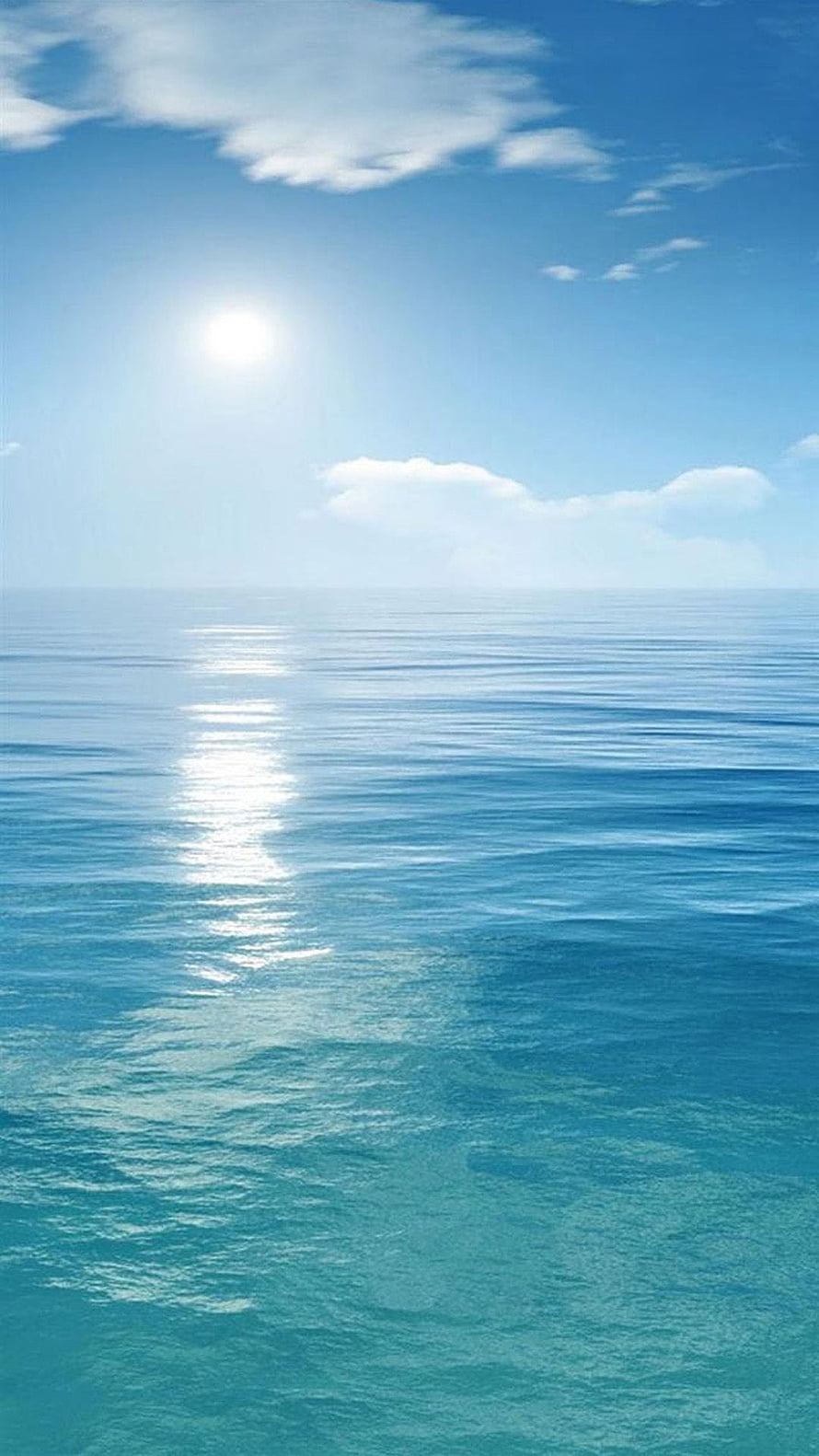 Serene Ocean Horizon With Sunlight Reflection On Calm Blue Water HD phone wallpaper