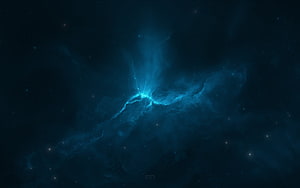 Deep Space Nebula with Glowing Blue Gas Clouds and Scattered Stars HD wallpaper