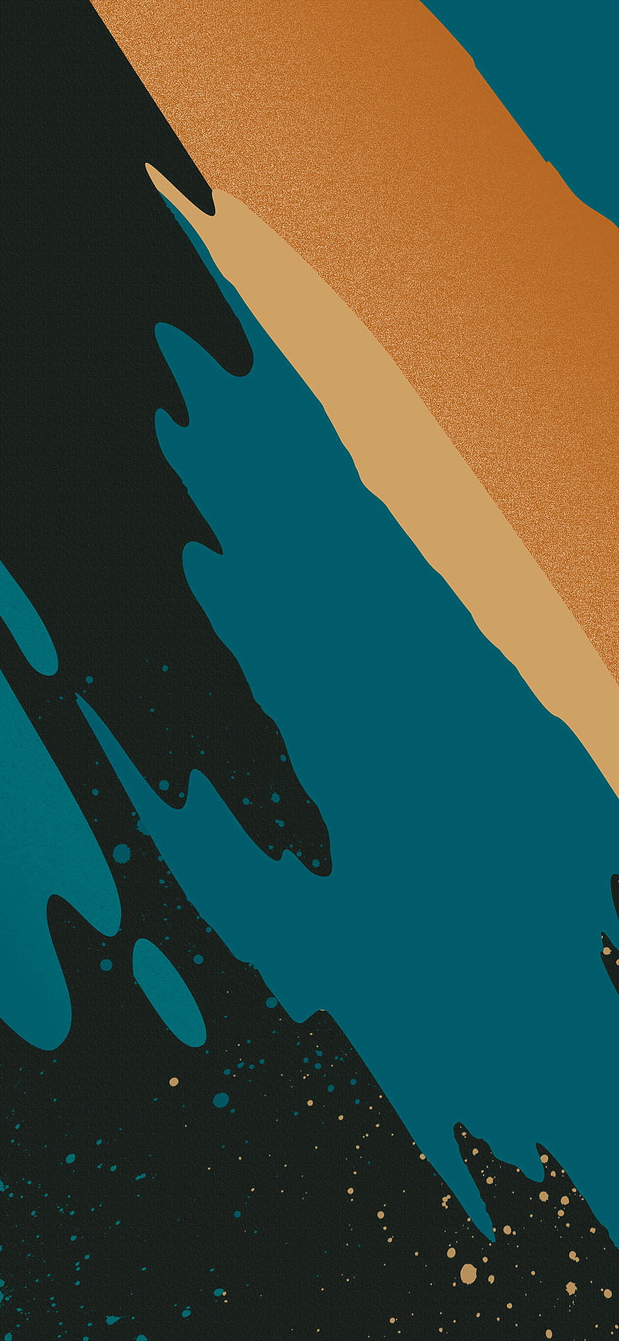 Abstract Paint Splash Wallpaper in Dark Orange and Teal Blue with Speckled Texture HD phone wallpaper