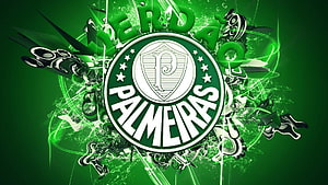 Palmeiras FC Official Club Crest with Green Abstract Energy Background HD wallpaper