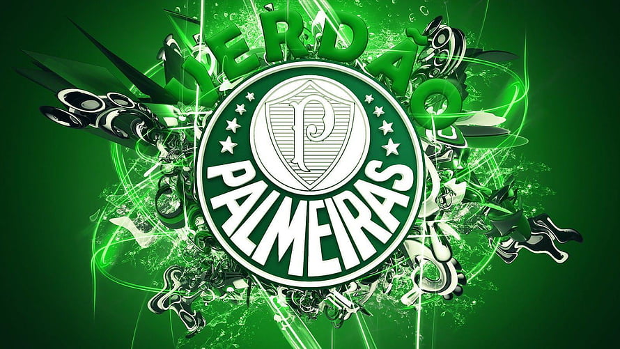 Palmeiras FC Official Club Crest with Green Abstract Energy Background HD wallpaper
