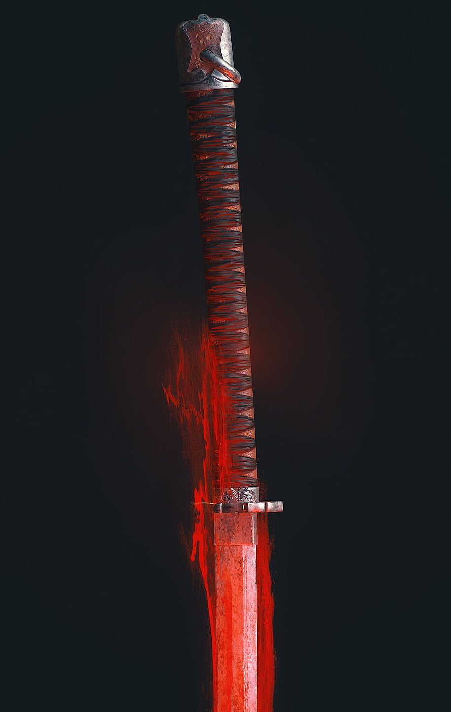 Fushigiri The Mortal Blade from Sekiro with Glowing Red Edge and Dark Background HD phone wallpaper