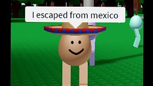 Roblox Character Wearing Sombrero in Green Grass Field with Speech Bubble HD wallpaper