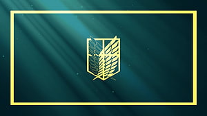 Attack on Titan Survey Corps Wings Emblem on Dark Teal Background HD wallpaper