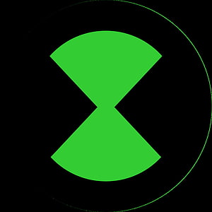 Ben 10 Omnitrix Symbol in Bright Green on Black Background HD phone wallpaper