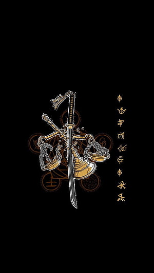 Ordem Paranormal RPG Calamidade Sword and Scales Illustration on Black Background HD phone wallpaper