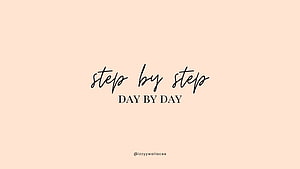 Step by Step Day by Day Minimalist Quote on Soft Peach Background HD wallpaper