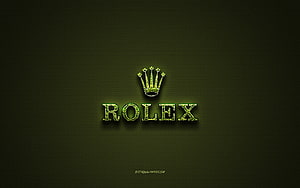 Rolex Crown Logo with Green Floral Texture on Dark Carbon Fiber Background HD wallpaper